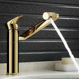 Baterie lavoar aurie lucioasa din alama sanitara, monocomanda, 20 cm, CF101/A