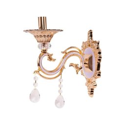 Aplica de perete Nicholas E14 lila-auriu, metal si cristal, 24 cm