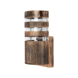 Aplica exterior cilindrica din metal si sticla, E27, bronz antichizat, IP44
