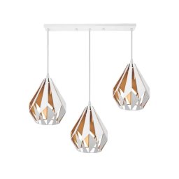 Pendul modern Orcus cu 3 surse E27, alb-auriu, metal, inaltime reglabila