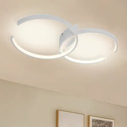 Lustra LED NOAH 64W cu telecomanda, 2 inele, dimabila, alb mat