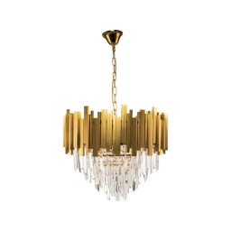 Candelabru Casilio auriu cu cristale K9, 11xE14, pentru living si hol