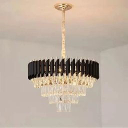 Candelabru Rubert auriu cu cristal K9, 9xE14, pentru living si dining elegant