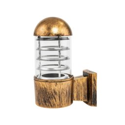 Aplica de exterior Jicini cu soclu E27, finisaj bronz antichizat, metal si sticla