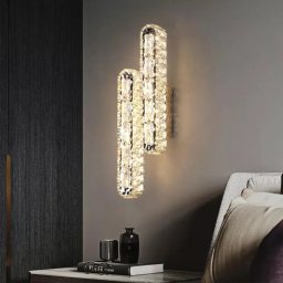 Aplica LED Priscila 10W, cristal si crom lucios, 3 nuante de lumina pentru interior