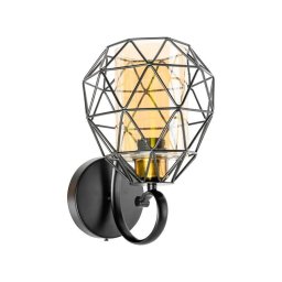 Aplica de perete Harlem neagra din metal, design geometric, 1xE27, pentru interior