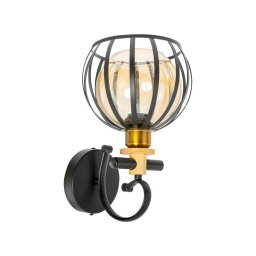Aplica de perete Junda neagra, 1xE27, metal si sticla, pentru interior