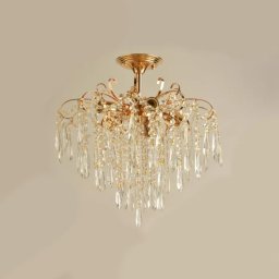 Candelabru din cristal EGO, 5 becuri E27, diametru 47 cm, auriu lucios