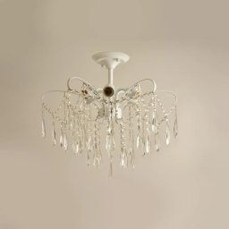 Candelabru Akihiro alb cu cristale, 6xE27, metal, pentru interior