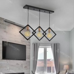 Lustra Fresi neagra din metal, design geometric, 3xE27, pentru interior