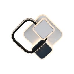 Lustra LED cu cristal GELLA 48W, patrata, 3 nuante lumina, alb-negru