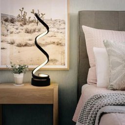 Veioza LED Afet 38W neagra, design spirala, silicon si metal, 44 cm