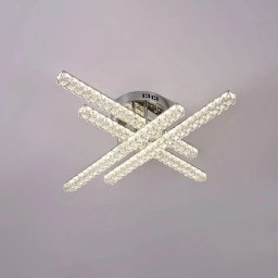 Lustra LED GRACIANA 112W cu telecomanda, cristale, liniara, crom lucios