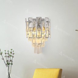 Aplica de perete cu cristal Amara, 2xE27, finisaj argintiu, interior