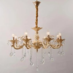 Candelabru Majed auriu cu cristale K9, 8x E14, pentru interior