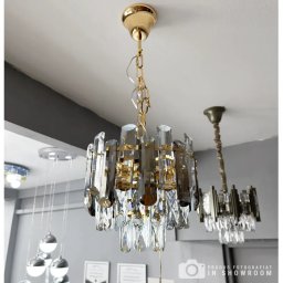 Candelabru Eran auriu cu cristale K9, 4xE27, pentru living sau dormitor