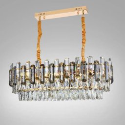 Candelabru Emir auriu cu cristale K9, 8xE27, din metal, pentru living