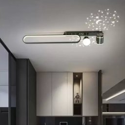 Lustra LED liniara Meissun 44W, 3 temperaturi de culoare, negru mat