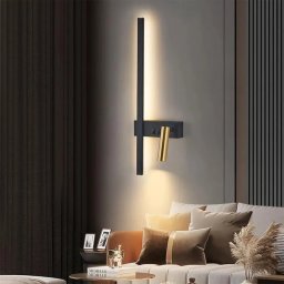 Aplica LED Glory 9W negru-auriu, design liniar pentru hol si dormitor