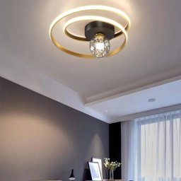 Lustra LED ISELIN 96W dimabila cu telecomanda, 3 culori de lumina, auriu