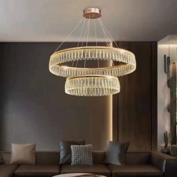 Candelabru LED Zakir 100W cu telecomanda, auriu, cu cristale K9