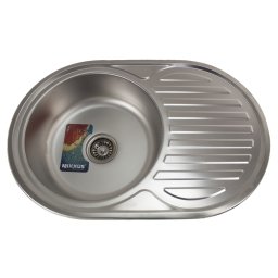 Chiuveta de bucatarie din inox ovala MIXXUS Z7750-06, cu picurator, adancime 180 mm