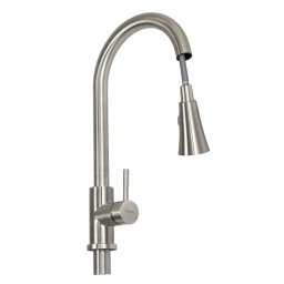 Baterie de bucatarie MIXXUS SUS-014-B din inox, monocomanda, cu cap extractibil