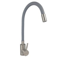 Baterie de bucatarie Mixxus SUS-011 Refl Gray din inox, monocomanda, cu racorduri