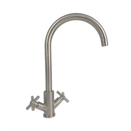 Baterie de bucatarie MIXXUS DVE-011 din inox, cu dubla comanda si racorduri incluse