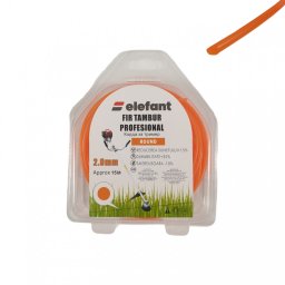 Fir pentru trimmer rotund Elefant, 2 mm x 15 m, portocaliu, profesional