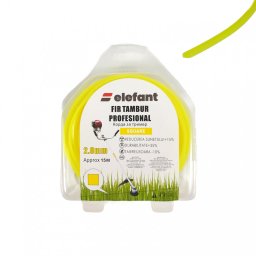 Fir tambur profesional pentru trimmer, profil patrat galben, 2 mm x 15 m