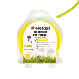 Fir pentru motocoasa patrat Elefant 2,4 mm x 15 m, galben, pe tambur