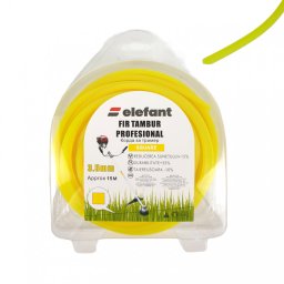 Fir motocoasa patrat Elefant 3,5 mm x 15 m, galben, pe tambur