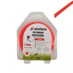 Fir tambur trimmer profesional 2,7 mm x 15 m, profil stea, rosu Elefant