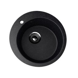Chiuveta rotunda din compozit negru ECOSTONE, 1 cuva, model ES-13-308
