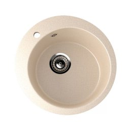 Chiuveta de bucatarie din compozit bej ECOSTONE, rotunda, cu 1 cuva