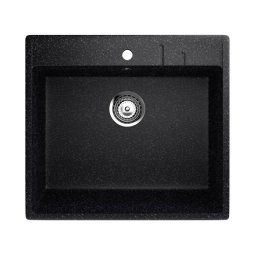 Chiuveta de bucatarie din compozit negru ECOSTONE ES-15-308, cu cuva spatioasa