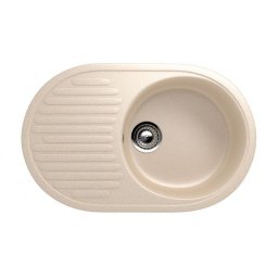 Chiuveta de bucatarie din compozit bej ECOSTONE, cu cuva ovala si picurator