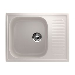 Chiuveta de bucatarie din compozit alb-crem ECOSTONE ES-18-331, cu picurator