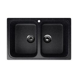 Chiuveta de bucatarie din compozit negru ECOSTONE ES-23-308, 2 cuve