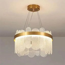 Candelabru LED Aden 58W dimabil, auriu, cu telecomanda si cristale pentru interior