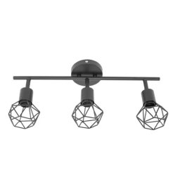 Lustra Adana neagra cu 3 surse E27, design geometric din metal, 52 cm