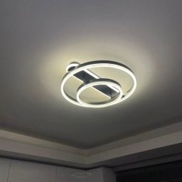 Lustra LED JUNE 144W cu telecomanda, 2 cercuri, dimabila, negru mat
