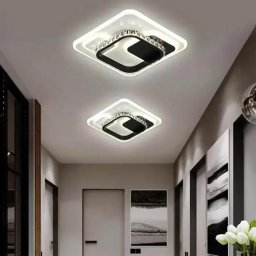 Lustra LED cu cristal Ariella 39W, patrata, negru mat, lumina rece/calda/neutra