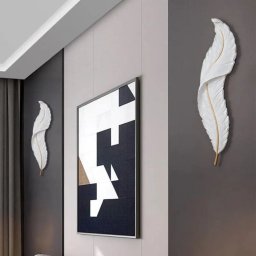 Aplica LED Pena 25W, 63 cm, alb-auriu, pentru hol si dormitor, design modern