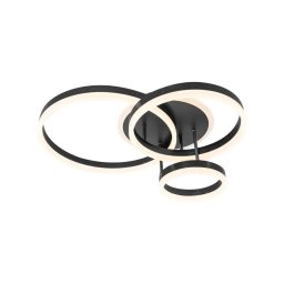 Lustra LED LYRA 100W cu telecomanda, 3 cercuri, dimabila, negru mat