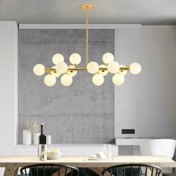 Lustra Bethari aurie cu 16 globuri din sticla, soclu G9, pentru interior