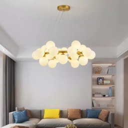 Lustra Arianna cu 25 globuri, soclu G9, alb-auriu, pentru living sau dormitor