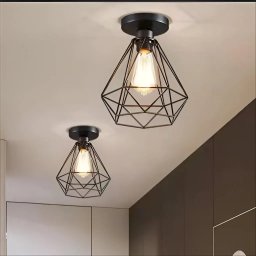 Lustra Aethra din metal negru, 1xE27, design geometric industrial