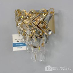 Aplica de perete din cristal Josephine, 2xE14, finisaj auriu, 30 cm